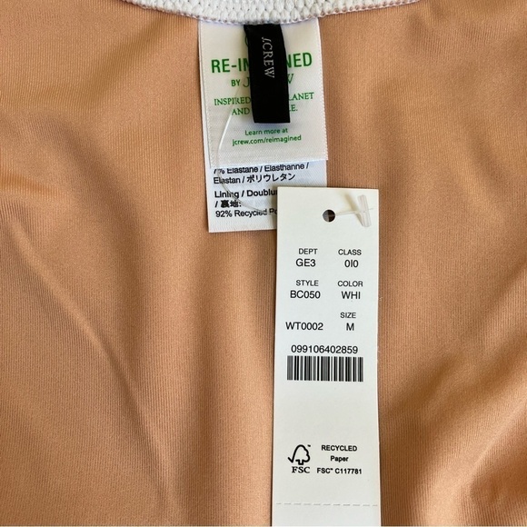 NWT J. Crew White Scrunchie Textured Curved Waist Cheeky Bikini Bottom Sz M - Picture 12 of 14